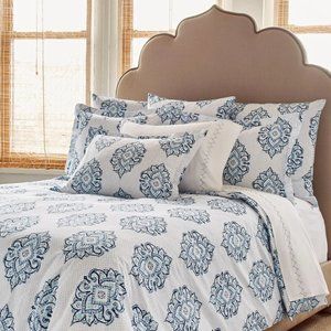 NEW John Robshaw Dahara Blue & White Queen Duvet Cover